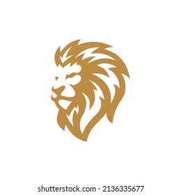 Lion head hair mane silhouette logo design, lion head side view outline vector icon