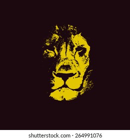 lion head. hand drawn. Grunge vector illustration