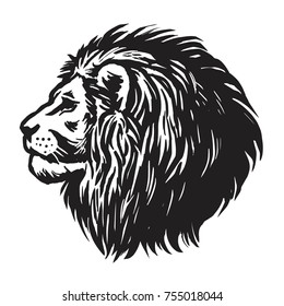 Lion Head Hand Drawn Realistic Drawing Logo Vector Illustration
