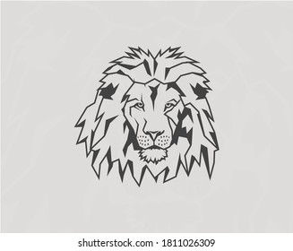 Lion head with hand drawn style vector illustration, useful for coloring books