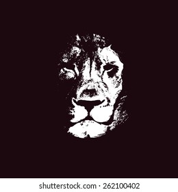 Lion head. Hand drawn. Vector background.