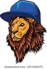 lion head with hat vector illustration design on white background.