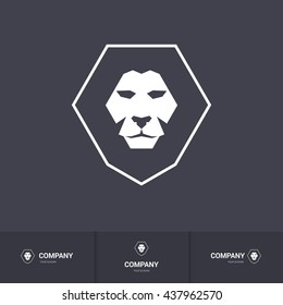 Lion Head for Heraldic or Mascot Design. Dark Logo Template