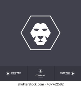 Lion Head for Heraldic or Mascot Design. Template on Dark Background