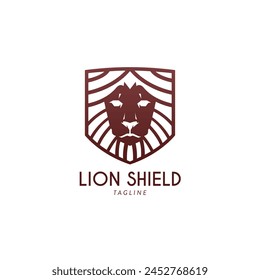 Lion head in a heraldic shield Logo Symbol Design Template Flat Style Vector
