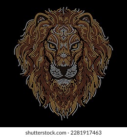 lion head appliqué with hot fix rhinestones