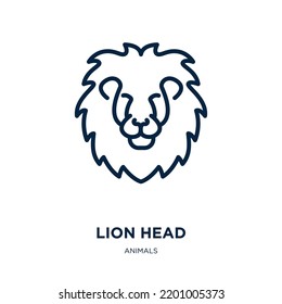 lion head icon from animals collection. Thin linear lion head, strength, head outline icon isolated on white background. Line vector lion head sign, symbol for web and mobile