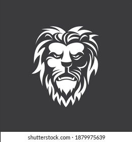 Lion head icon, black and white. vector art.