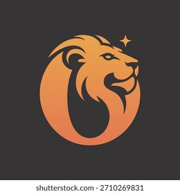 Lion Head Icon in Circle - Modern Wildlife Logo