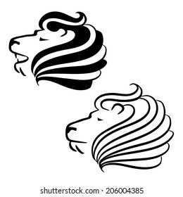 Lion head icon design EPS 10 vector, grouped for easy editing. No open shapes or paths.