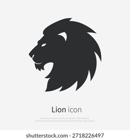 Icono de cabeza de león en estilo plano, aislado sobre fondo blanco. Potente símbolo animal adecuado para el diseño de logotipos, mascotas, emblemas, marcas, Equipos deportivos y proyectos gráficos. Ilustración vectorial
