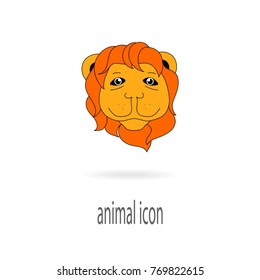 Lion Head Icon, logo. Vector illustration.