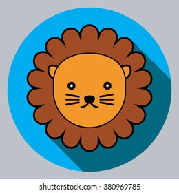 Lion head icon with long shadow.