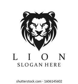 Lion Head icon luxurious logo design vector illustration template