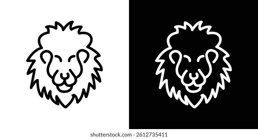 Lion head icon set. Black illustration isolated for graphic and web design