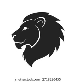 Icono de cabeza de león silueta. Logotipo de Vector de un león. Ilustración vista lateral aislada sobre fondo blanco