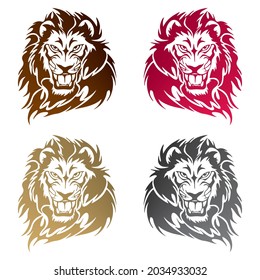 Lion Head Icon Vector Illustration. Lion Portrait Isolated On A White Background
