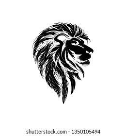lion  head icon vector with mane, silhouette vector
