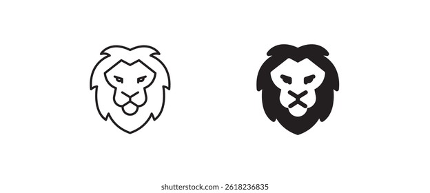 Lion head icon, Wild Lion Mascot Animal icons button, vector, sign, symbol, logo, illustration, editable stroke, flat design style isolated on white