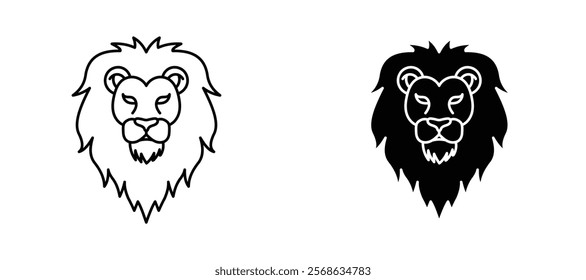 Lion head icons in outline and fill. vector illustration for ui.