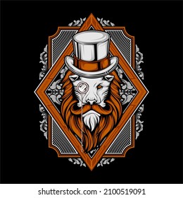 lion head illustration with awesome background