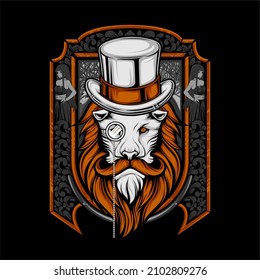 lion head illustration with awesome background