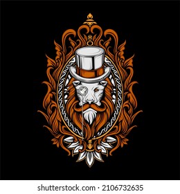 ilustración de la cabeza del león con un fondo impresionante
