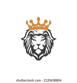 ilustración de la cabeza del león con el logotipo del vector de la corona
