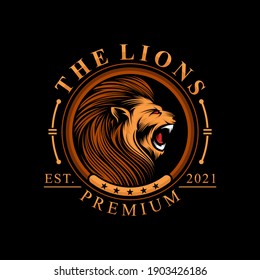 Lion head illustration Logo Design 