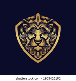 Lion head illustration Logo Design 