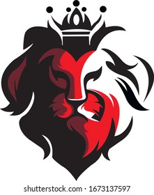 Lion Head Illustration Logo Lion Red Lion Black Lion Head 