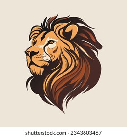 Lion head illustration with long hair illustration