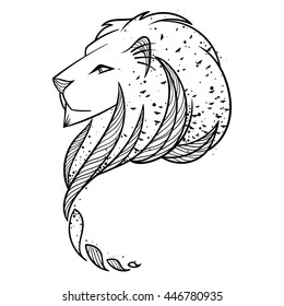 Lion Head Illustration. Print for textile or flyers and posters. Vector picture.