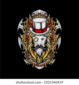 lion head illustration for t shirt design