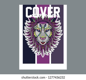 Lion head illustration, t-shirt graphics, vectors, typography - Vector 