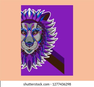 Lion head illustration, t-shirt graphics, vectors, typography - Vector 