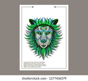 Lion head illustration, t-shirt graphics, vectors, typography - Vector 