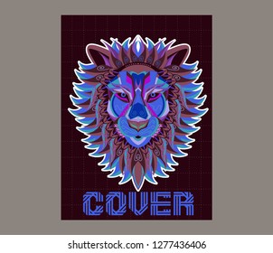 Lion head illustration, t-shirt graphics, vectors, typography - Vector 