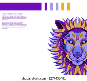 Lion head illustration, t-shirt graphics, vectors, typography - Vector 