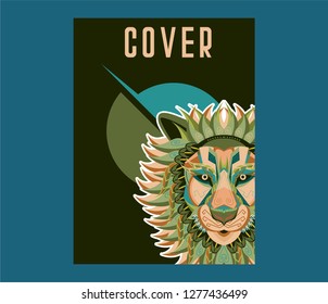 Lion head illustration, t-shirt graphics, vectors, typography - Vector 