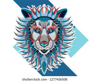 Lion head illustration, t-shirt graphics, vectors, typography - Vector 