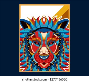 Lion head illustration, t-shirt graphics, vectors, typography - Vector 