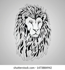 the lion head illustration vector art 