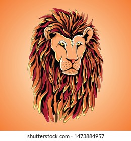 the lion head illustration vector art 