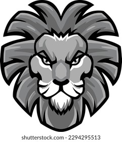 Lion Head Illustration Vector. Color  BW