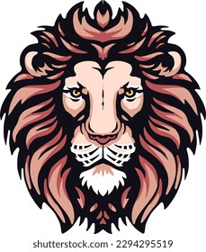 Lion Head Illustration Vector. Color  BW