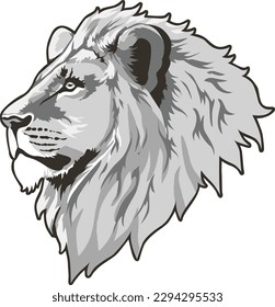 Lion Head Illustration Vector. Color  BW