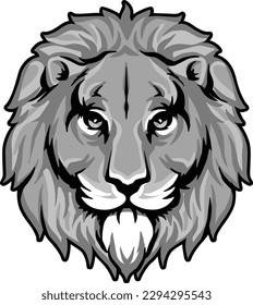 Vector de ilustración de cabeza de león. Color BW