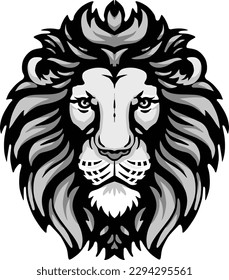 Lion Head Illustration Vector. Color  BW