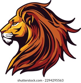 Lion Head Illustration Vector. Color  BW